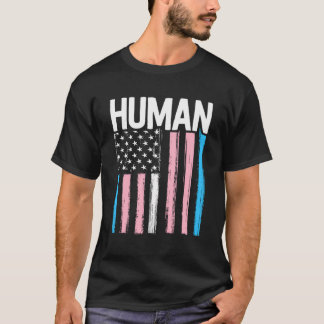 T-shirt Transgender Pride Chemise Human Lgbt Rainbow Ameri
