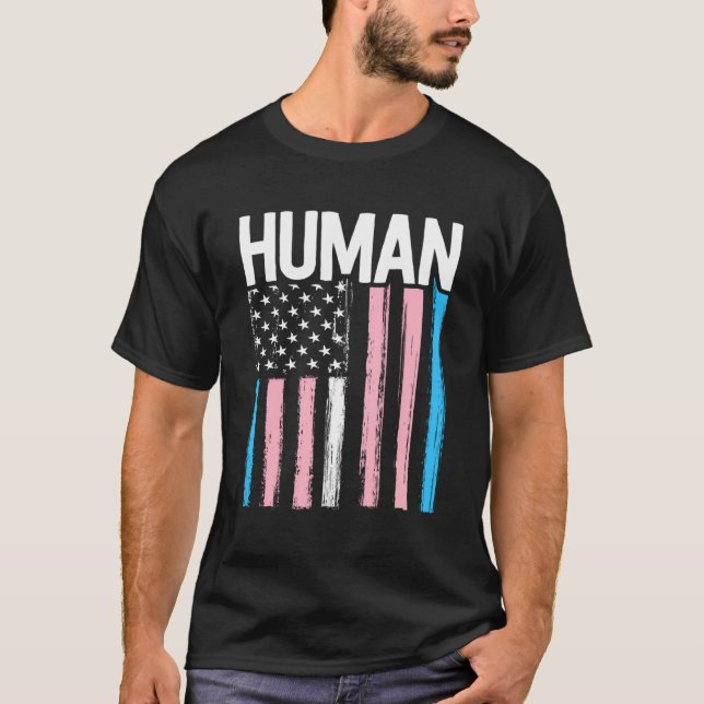 T-shirt Transgender Pride Chemise Human Lgbt Rainbow Ameri (Devant)