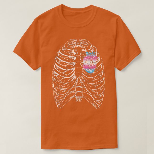 T-shirt Transgenre Anatomique Coeur Ribcage Trans Pride H (Design devant)