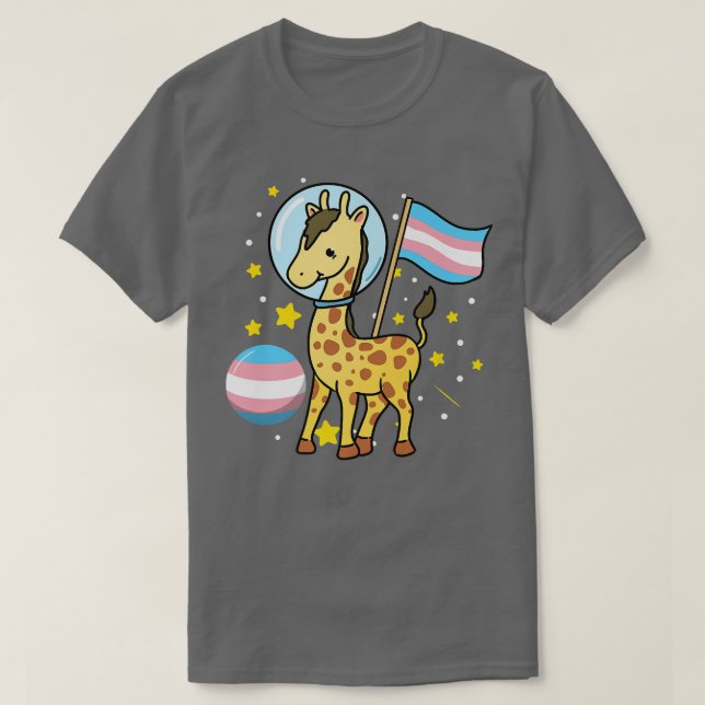 T-shirt Transgenre Giraffe Astronaut Trans Pride (Design devant)