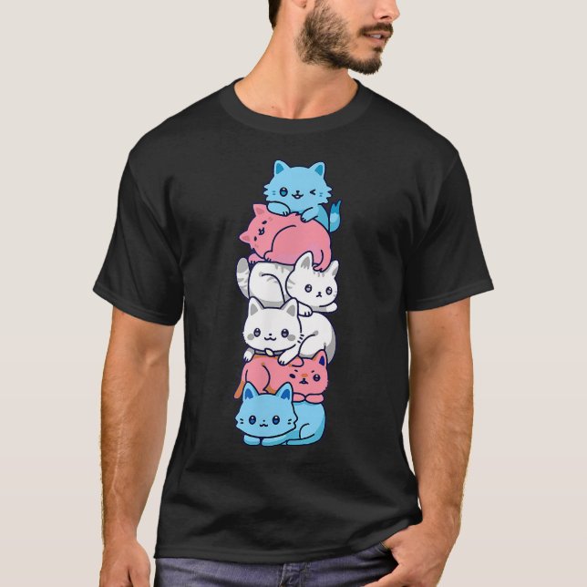 T-shirt Transgenre Pride Chat LGBT Trans Drapeau Chats mig (Devant)