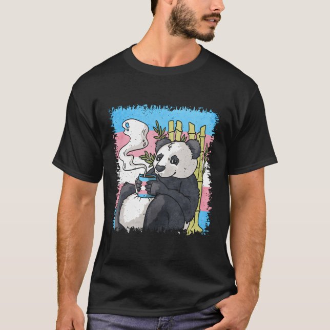 T-shirt Transgenre Pride Trans Drapeau Panda Coffee Sublte (Devant)