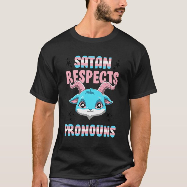 T-shirt Transgenre Satan Respect Pronounounes Pentagram Tr (Devant)