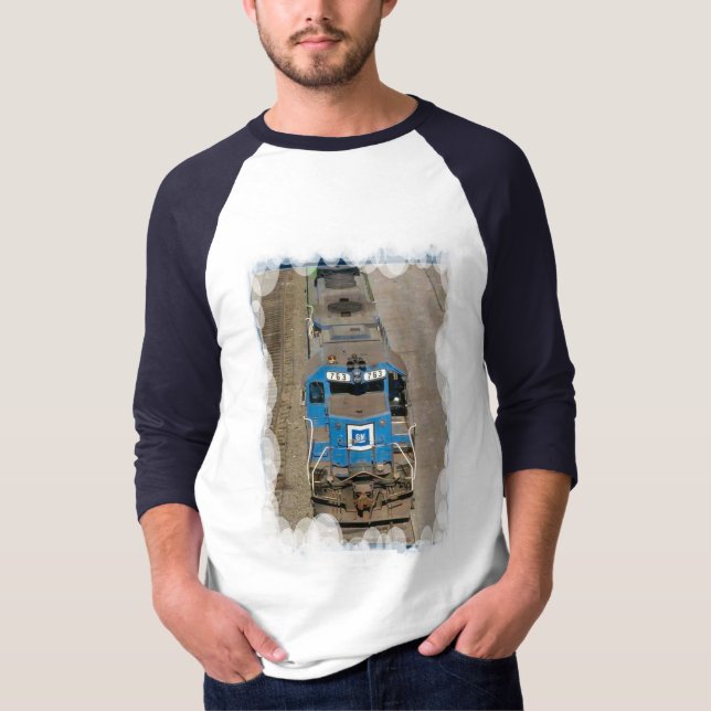 T-shirt Transport vintage - train bleu (Devant)