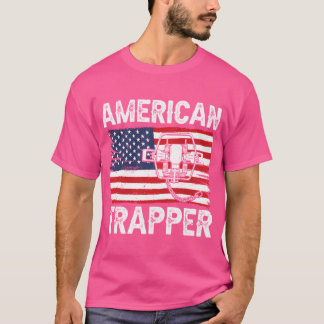 T-shirt Trapper Drapeau Américain Chasse Trappe Américain