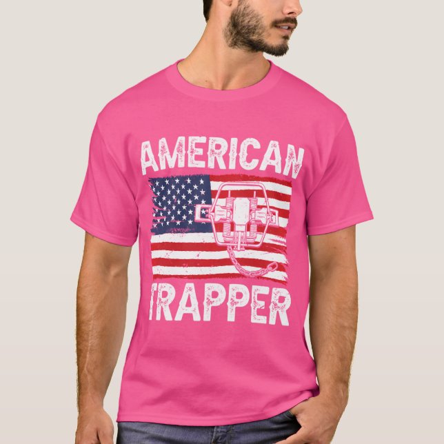T-shirt Trapper Drapeau Américain Chasse Trappe Américain (Devant)