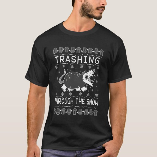 T-shirt Trashage À Travers L'Opossum De Neige Laide (Devant)