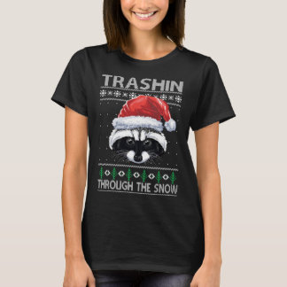 T-shirt Trashin À Travers Le Raccoon De Noël Neige Père No