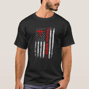 T-shirt Trauma Nurse Retro American Flag Patriotic Registe