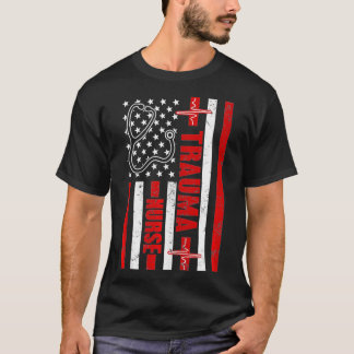 T-shirt Trauma Nurse USA American Heartbeat Stethoscope