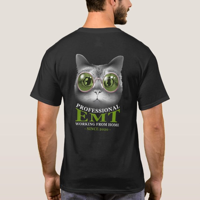 T-shirt Travail À Domicile Chat Emt Infirmier  (Dos)