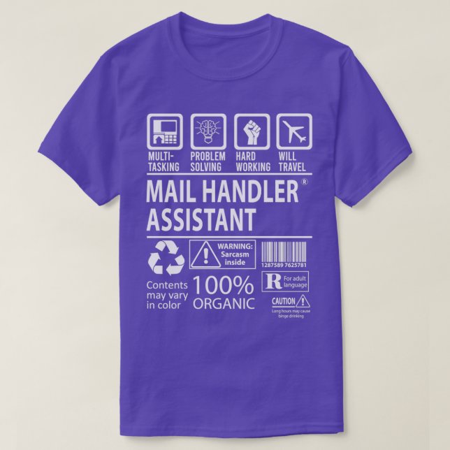 T-shirt Travail certifié Multi-Tasking de l'Assistant Gest (Design devant)