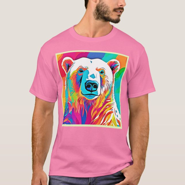 T-shirt Travail d'art vibrant de tête d'ours (Devant)