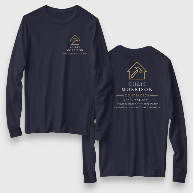 T-shirt Travail de réparation de maison de contractant Or  (Créateur téléchargé)