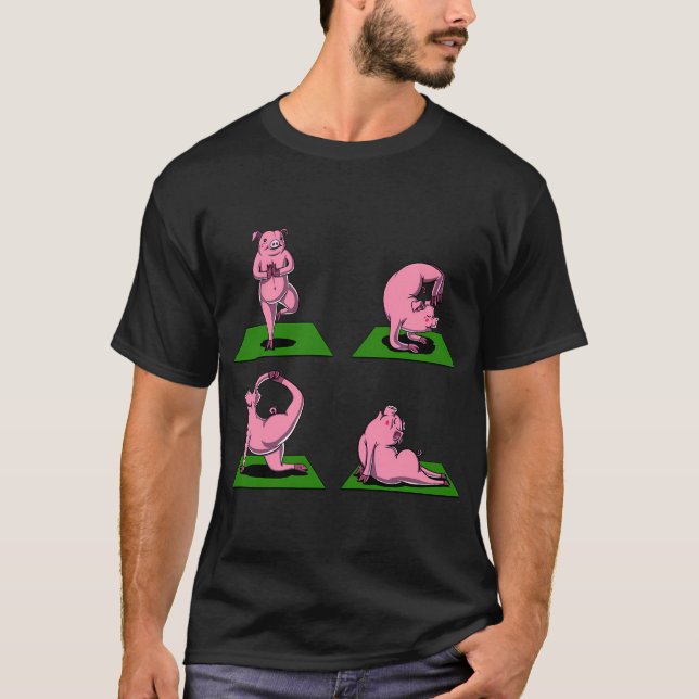 T-shirt Travail de yoga de cochon (Devant)