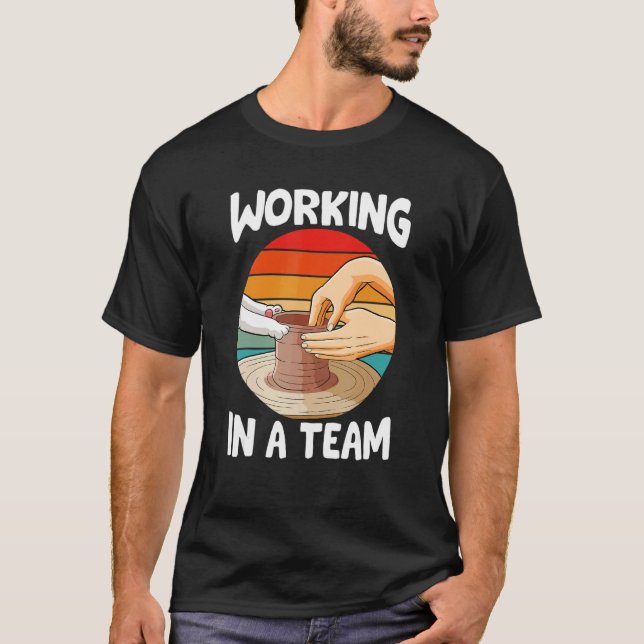 T-shirt Travail en équipe chat argile céramique poterie dr (Devant)