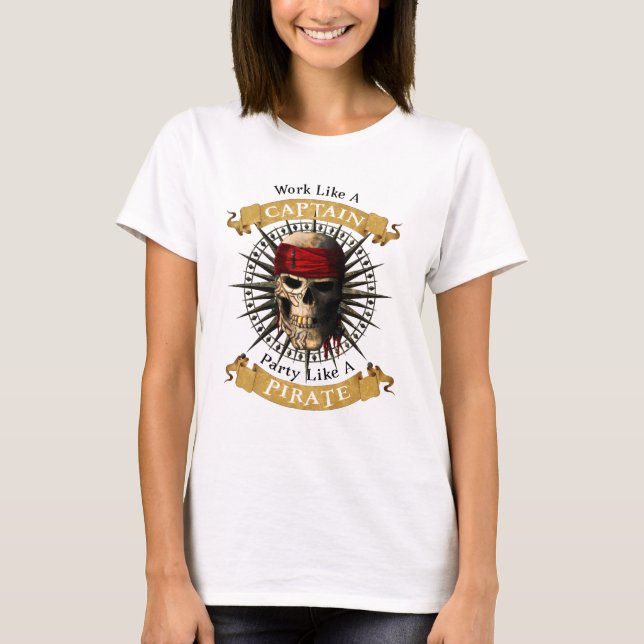 T-shirt Travailler Comme Une Partie De Capitaine Comme Un  (Devant)