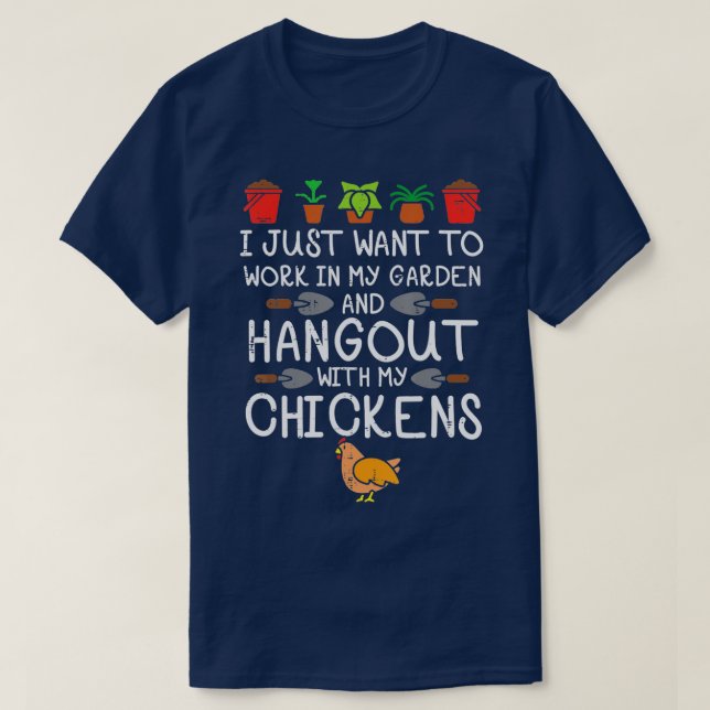 T-shirt Travailler Dans Mon Jardin Poulet De Jardin Poulet (Design devant)