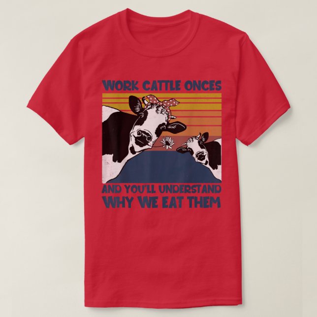 T-shirt Travailler La Vache Une Fois Pourquoi Nous Les Man (Design devant)