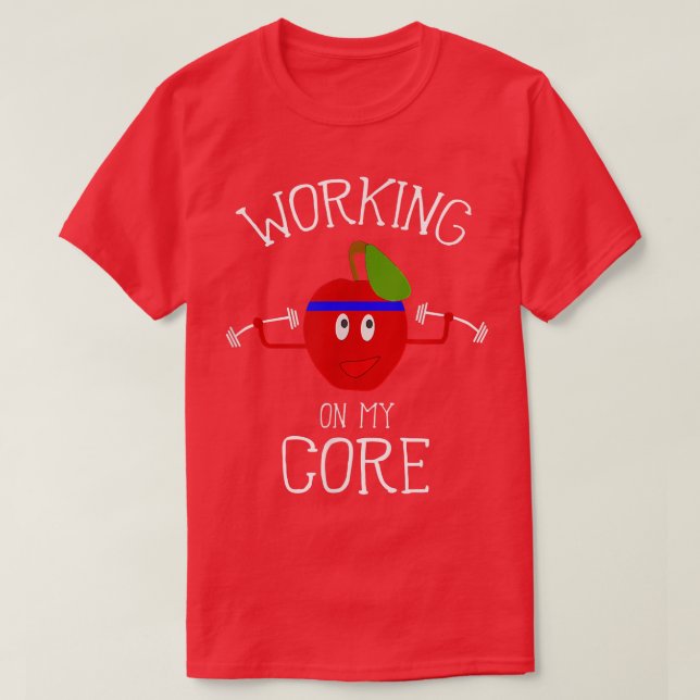 T-shirt Travailler Sur Mon Coeur Drôle Apple Workout 1382 (Design devant)