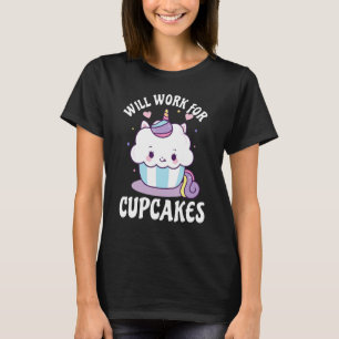 T-shirt Travaillera contre des Cupcakes Licorne Mignonne