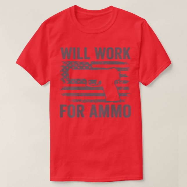 T-shirt Travaillera Pour Ammo USA Drapeau Funny 9mm Pistol (Design devant)