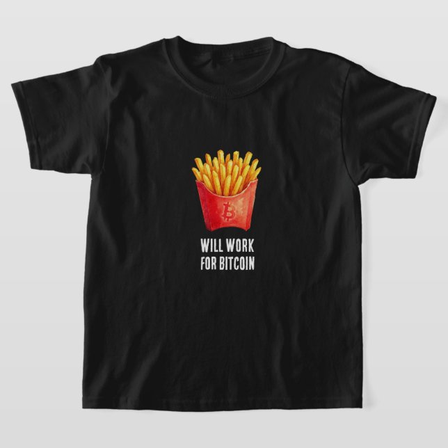 T-shirt Travaillera pour Bitcoin (Noir)  (Poser)