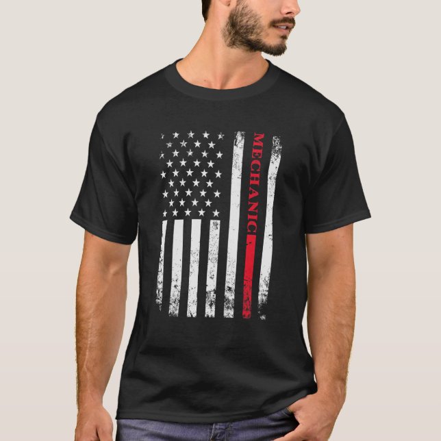T-shirt Travailleur Américain Distressed Drapeau Mécanicie (Devant)
