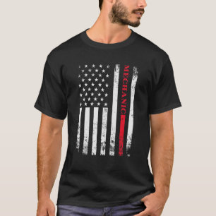 T-shirt Travailleur Américain Drapeau en Détresse Mécanici
