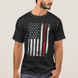 T-shirt Travailleur Américain Drapeau en Détresse Mécanici
