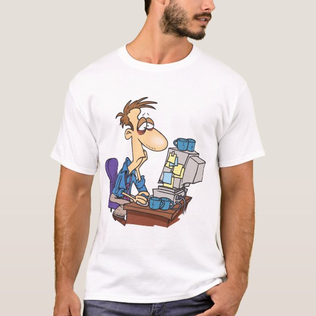 T-shirt Travailleur de bureau en surmenage Funny Employé f (Devant)