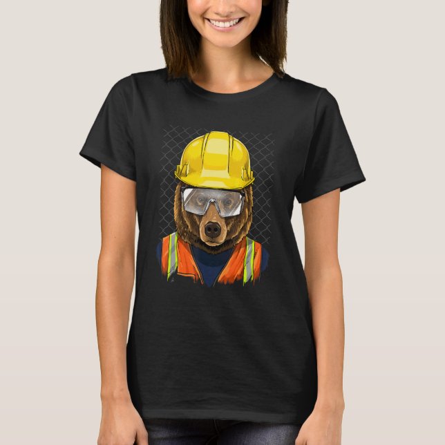 T-shirt Travailleur de construction Brown Grizzly Bear Lab (Devant)