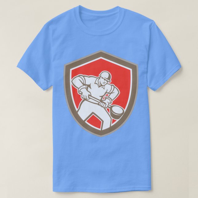T-shirt Travailleur de fonderie Holding Ladle Retro T (Design devant)