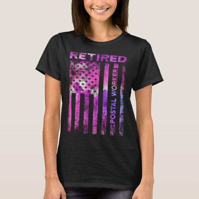 T-shirt Travailleur de poste retraité drapeaux américains  (Devant)
