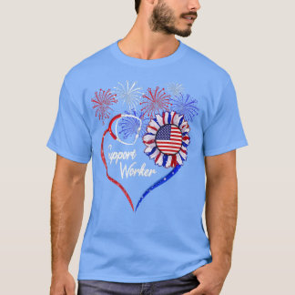 T-shirt Travailleur de soutien patriotique 4 juillet USA D
