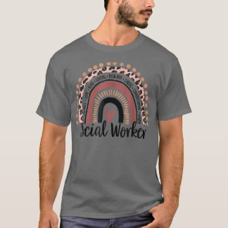 T-shirt Travailleur social Leopard Arc-en-ciel Travail soc
