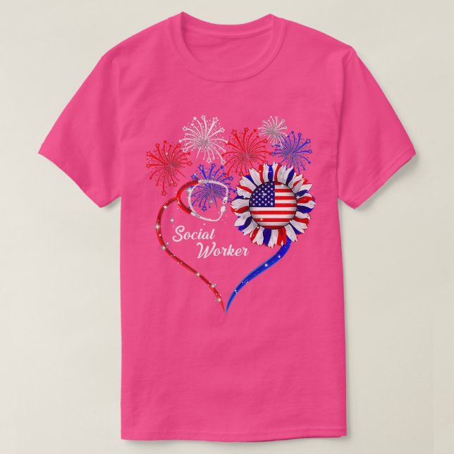 T-shirt Travailleur social patriotique 4 juillet drapeau a (Design devant)