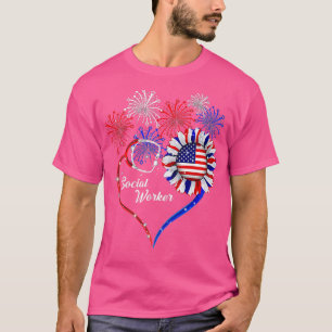 T-shirt Travailleur social patriotique 4 juillet drapeau a