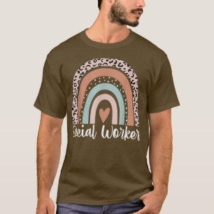 T-shirt Travailleur social Rainbow Leopard Drôle Social Tr