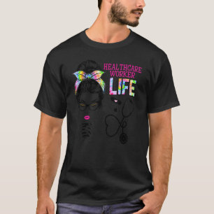 T-shirt Travailleuse de la santé Stéthoscope Tie Dye Chign