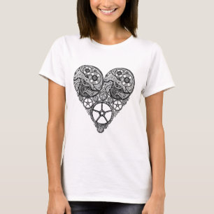 T-shirt Travaux d'horloge de Steampunk et coeur de vitesse