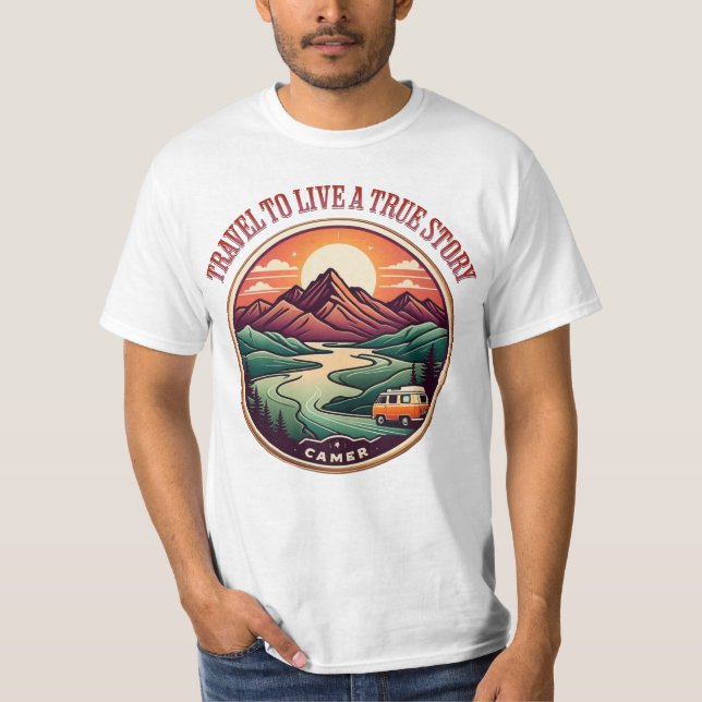 T-shirt Travel Real Story Tee — Pas de faux badge de voyag (Devant)