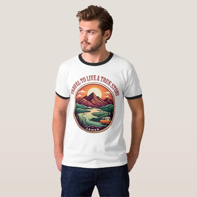 T-shirt Travel Real Story Tee — Pas de faux badge de voyag (Devant entier)