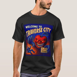 T-SHIRT TRAVERSE CITY HALLOWEEN CERISE.