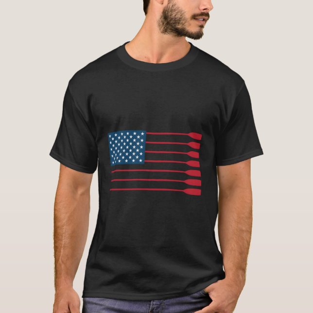 T-shirt Traverses à pédales d'aviron du drapeau américain (Devant)
