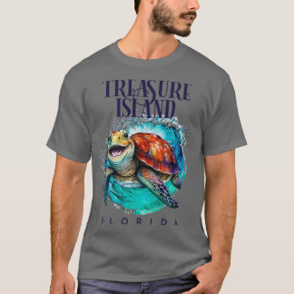 T-shirt Treasure Island Florida Aquarelle Joyeuse tortue d
