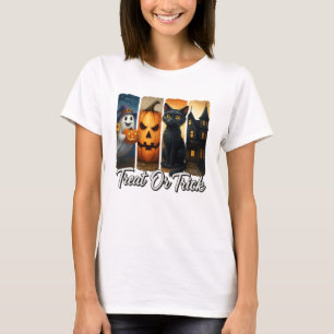 T-shirt Treat or Trick Halloween Chat noir