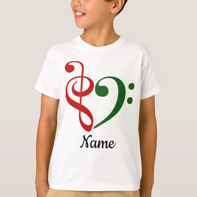 T-shirt Treble Clef Bass Clef Heart Holiday Customisé (Devant)