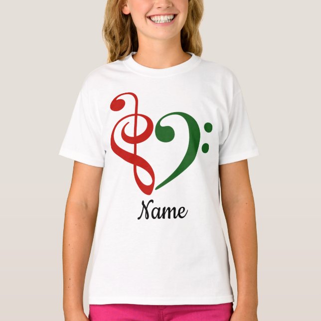 T-shirt Treble Clef Bass Clef Heart Holiday Customisé (Devant)