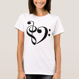 T-shirt Treble Clef Bass Clef Heart Music Lover